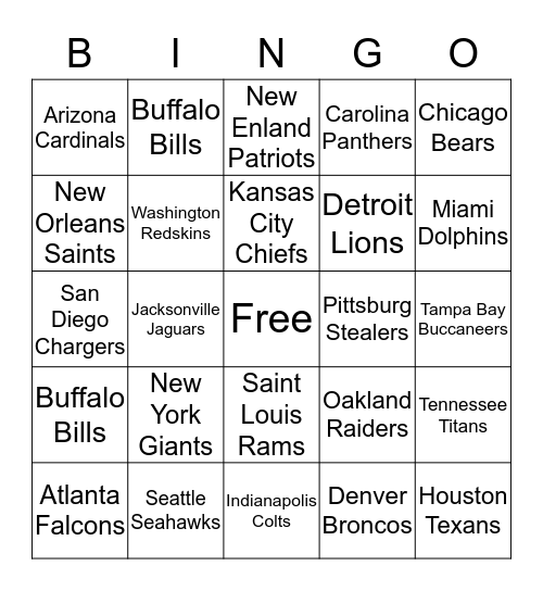 Football Bingo Card