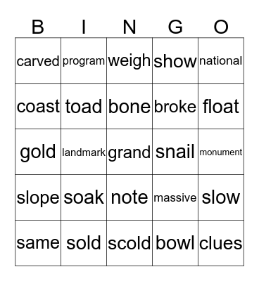 Unit 1 Week 5 Bingo Card