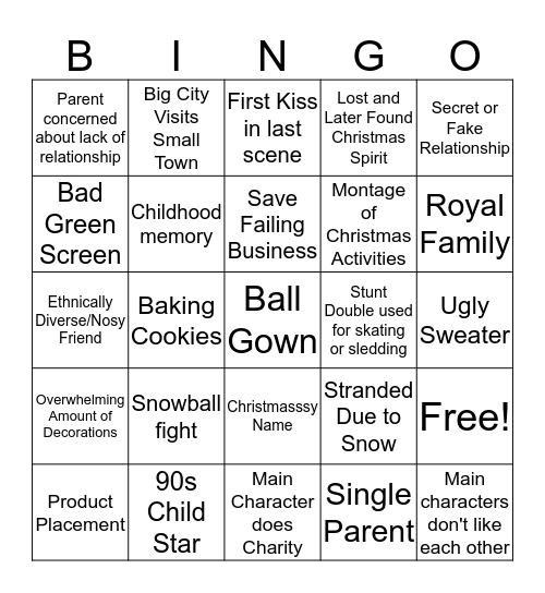 Hallmark Christmas Bingo Card