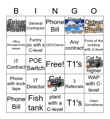 COLD CALLING SELFIES  Bingo Card