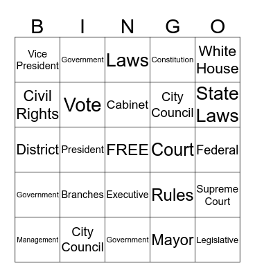 Government Review Bingo  Bingo Card