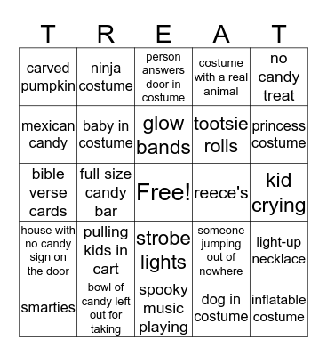 Trick or Treat Bingo Card