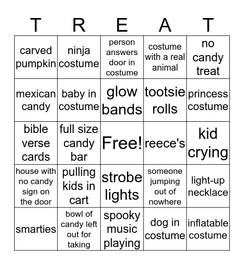 Trick or Treat Bingo Card