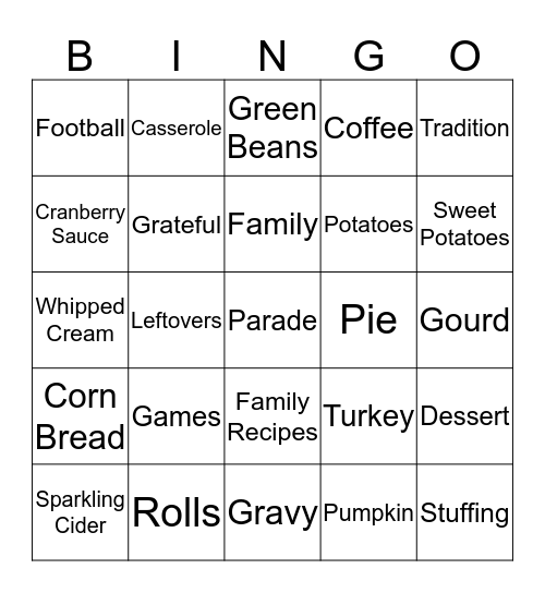 Thanksgiving BINGO! Bingo Card
