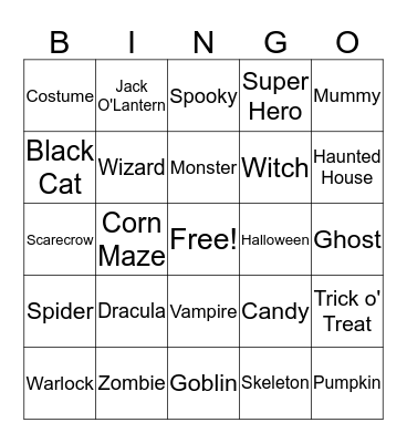 Halloween  Bingo Card