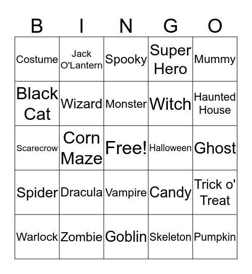 Halloween  Bingo Card