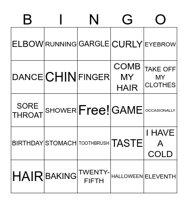 English 1.3 Vocabulary Bingo Card