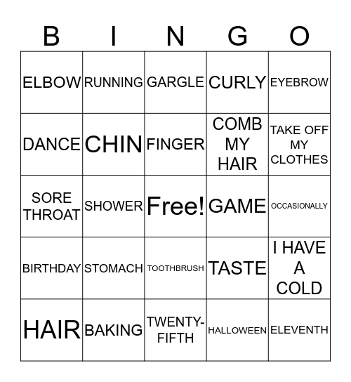 English 1.3 Vocabulary Bingo Card