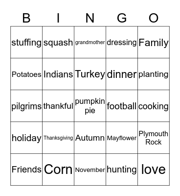 Syllable Count Bingo Card