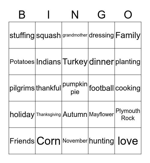 Syllable Count Bingo Card