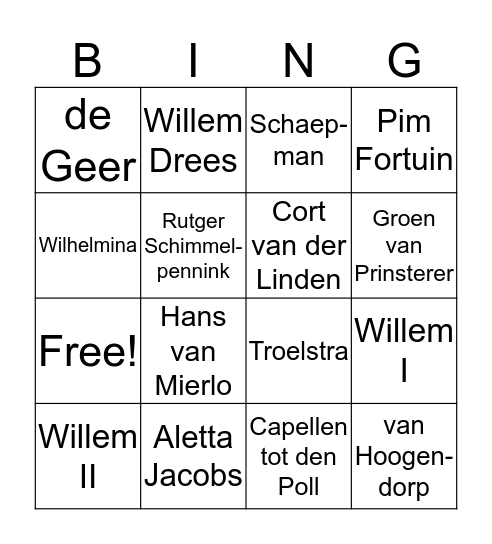 geschiedenis van de Rechtsstaat Bingo Card