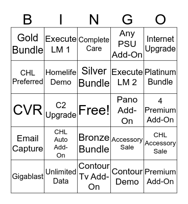 Nov. Fast Start Bingo Card