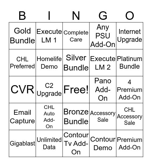 Nov. Fast Start Bingo Card