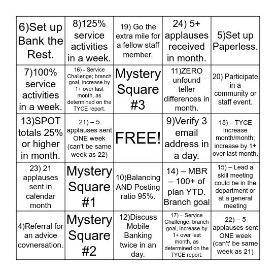 ONE and DONE! Bingo Card