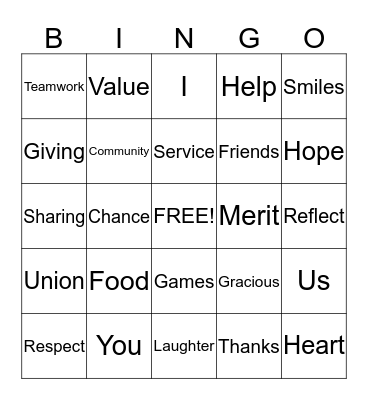 Celebrate a Day of Thanks Bingo Card