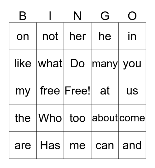 List 3&4 Bingo Card