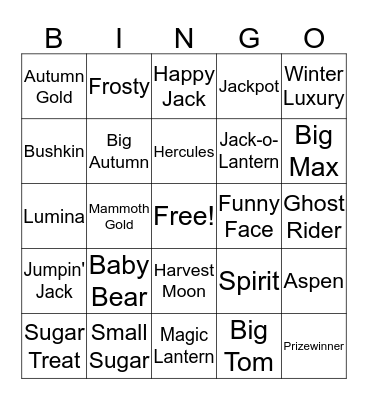 Pumpkins Bingo Card