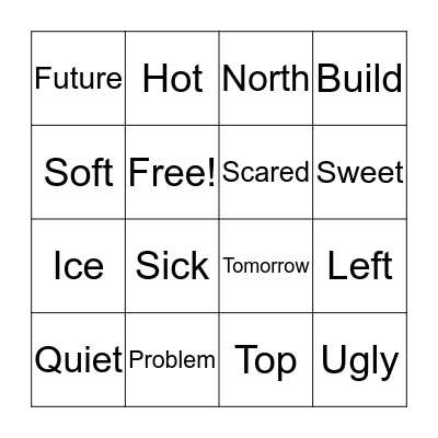 Antonyms BINGO Card