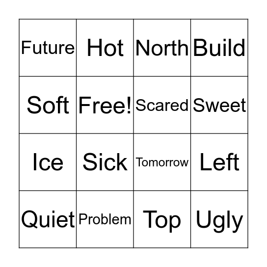 Antonyms BINGO Card