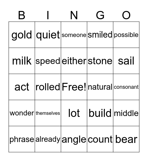 Fry Instant Words Level 7 Column 4 Bingo Card Bingo Card