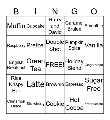 CAFE BINGO Card