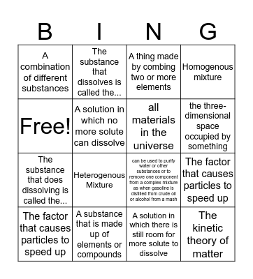 Science Bingo Card