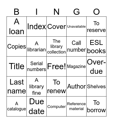 Library Bingo Card