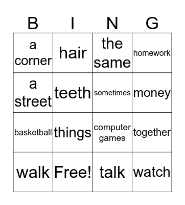 unit 1 Bingo Card