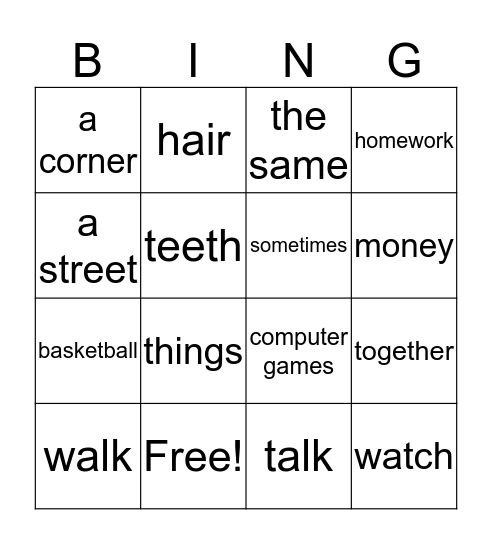 unit 1 Bingo Card