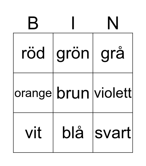 FÄRG Bingo Card