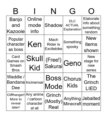 FINAL Smash Ultimate Direct Bingo Card