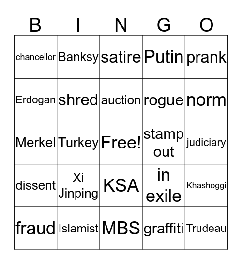 Government Issues Bingo Card