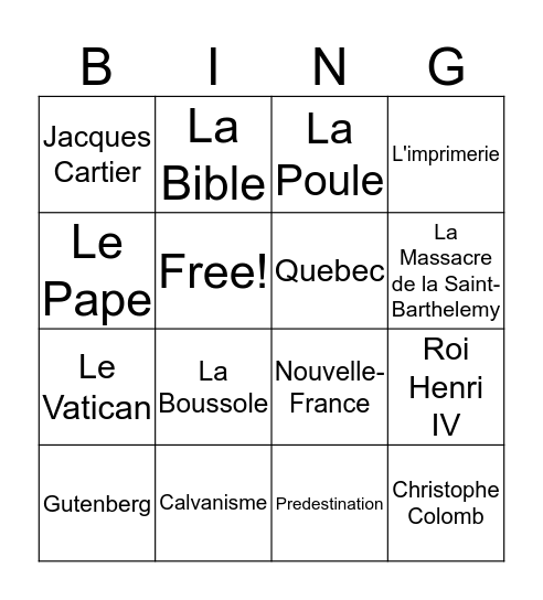 Les Grandes Découvertes  du XV Siècle  Bingo Card