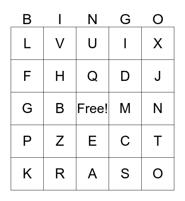 Alphabet Bingo Card