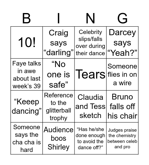 Strictly Bingo Card