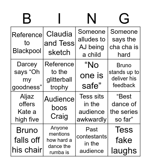 Strictly Bingo Card