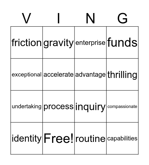 Vocab BINGO Card