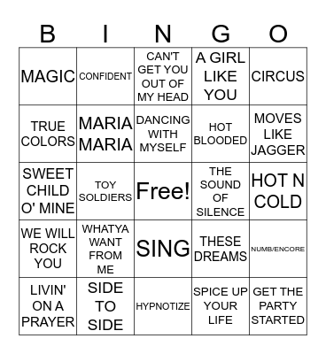 MUSICAL BINGO Card