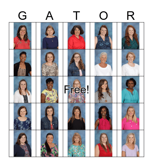 Gator Picture Bingo Card