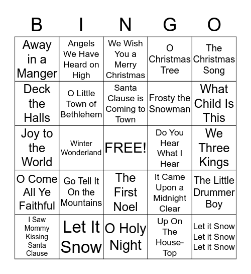 CHRISTMAS CAROL Bingo Card