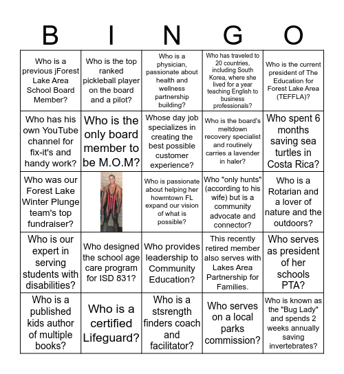 YMCA BINGO Card