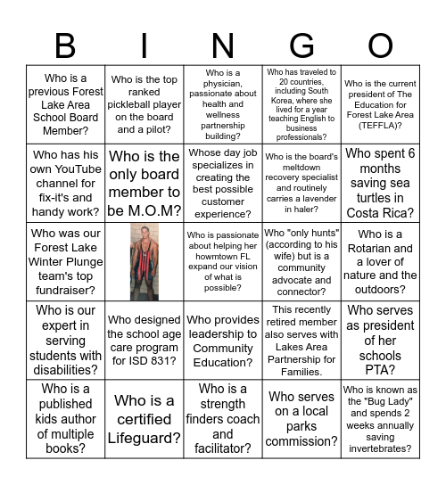 YMCA BINGO Card