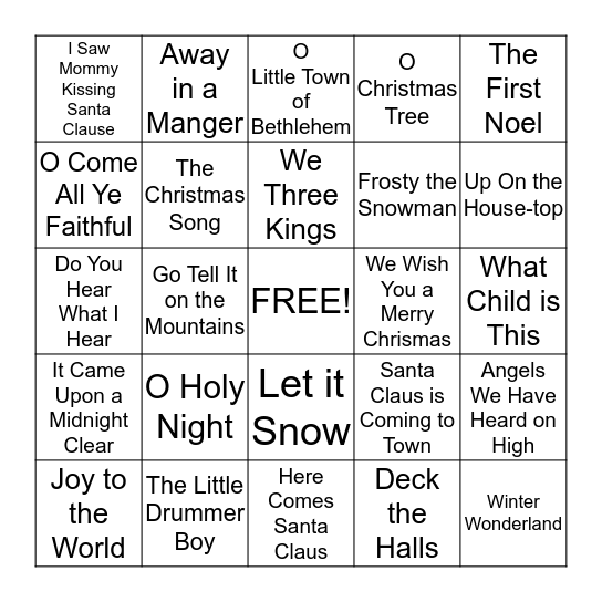 CHRISTMAS CAROL Bingo Card