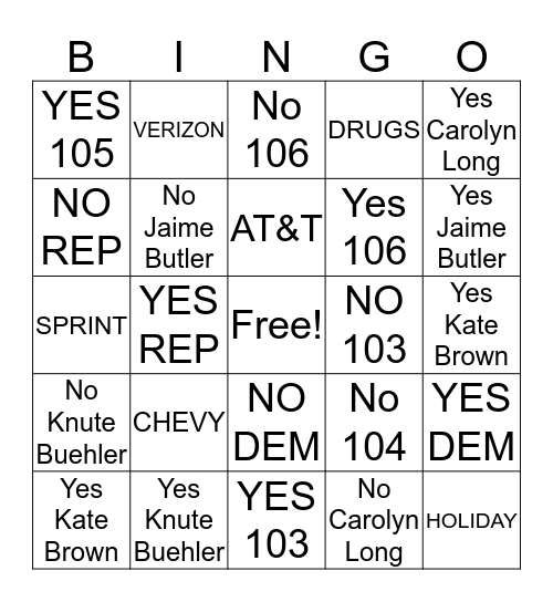 Is it over yet? Bingo Card