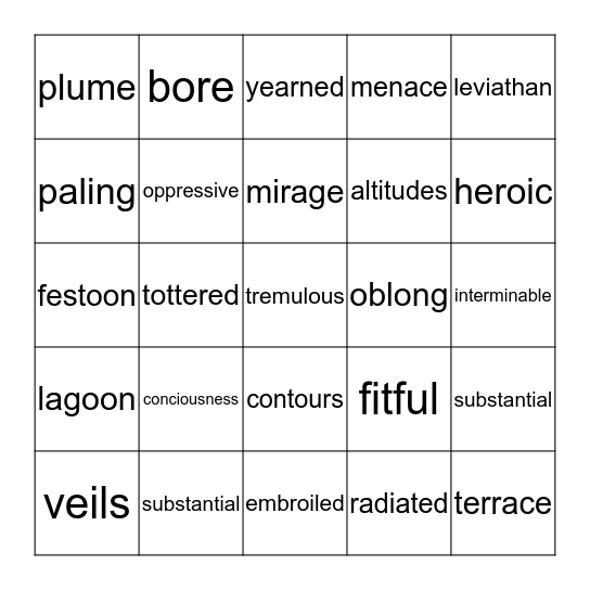 Lord of the Flies, Chapter 6 game Bingo Card