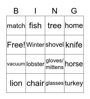 Word Associations/Inference Bingo Card