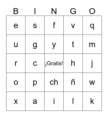 Loteria de abecedario Bingo Card