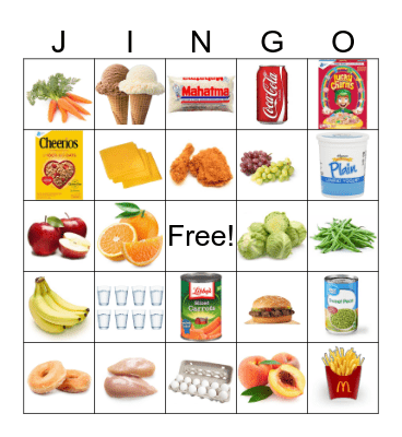 FOOD JINGO Bingo Card