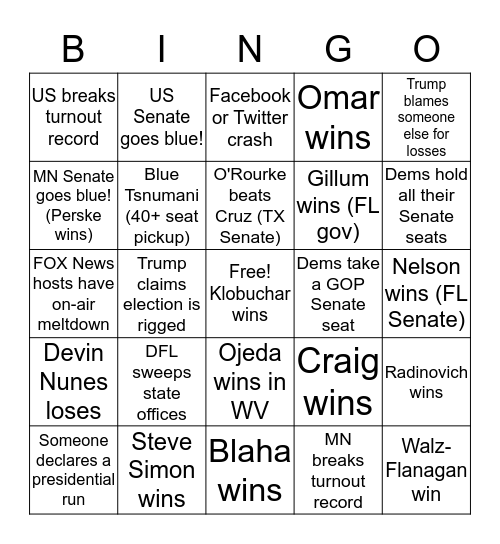 Stand Up Minnesota's Midterms Bingo! Bingo Card