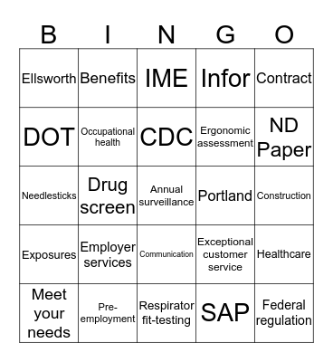 4th Annual Work Health, LLC Summit Bingo Card
